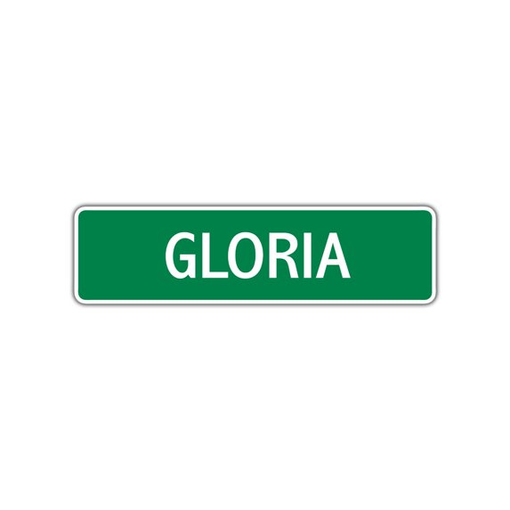 Gloria Girls Children Name Letter Printed Label Indoor Outdoor Unique Wall Plaque Decoration Aluminum Metal Sign 4"x13.5"
