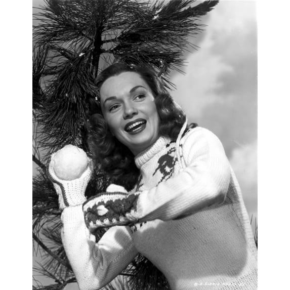 Gloria Henry Throwing a Snow Ball Portrait Photo Print (8 x 10)