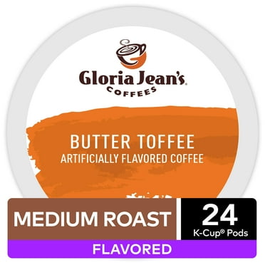 Gloria Jean's Coffees Butter Toffee Flavored K-Cup Pods, Light Roast, 24 Count for Keurig Brewers