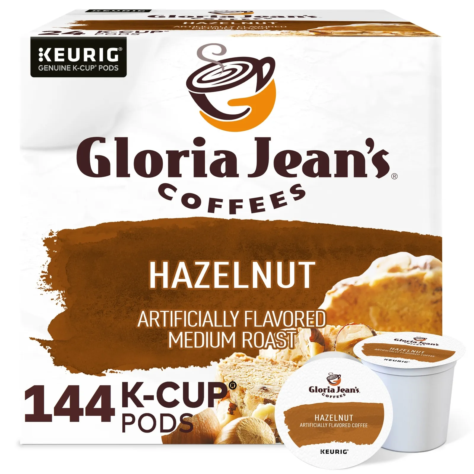 Gloria Jean's Hazelnut 144 K-Cups, Medium Roast Coffee