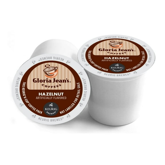 Gloria Jean's Hazelnut Coffee, Flavored Keurig K-Cup Pod, Medium Roast, 48 Count for Keurig Brewers