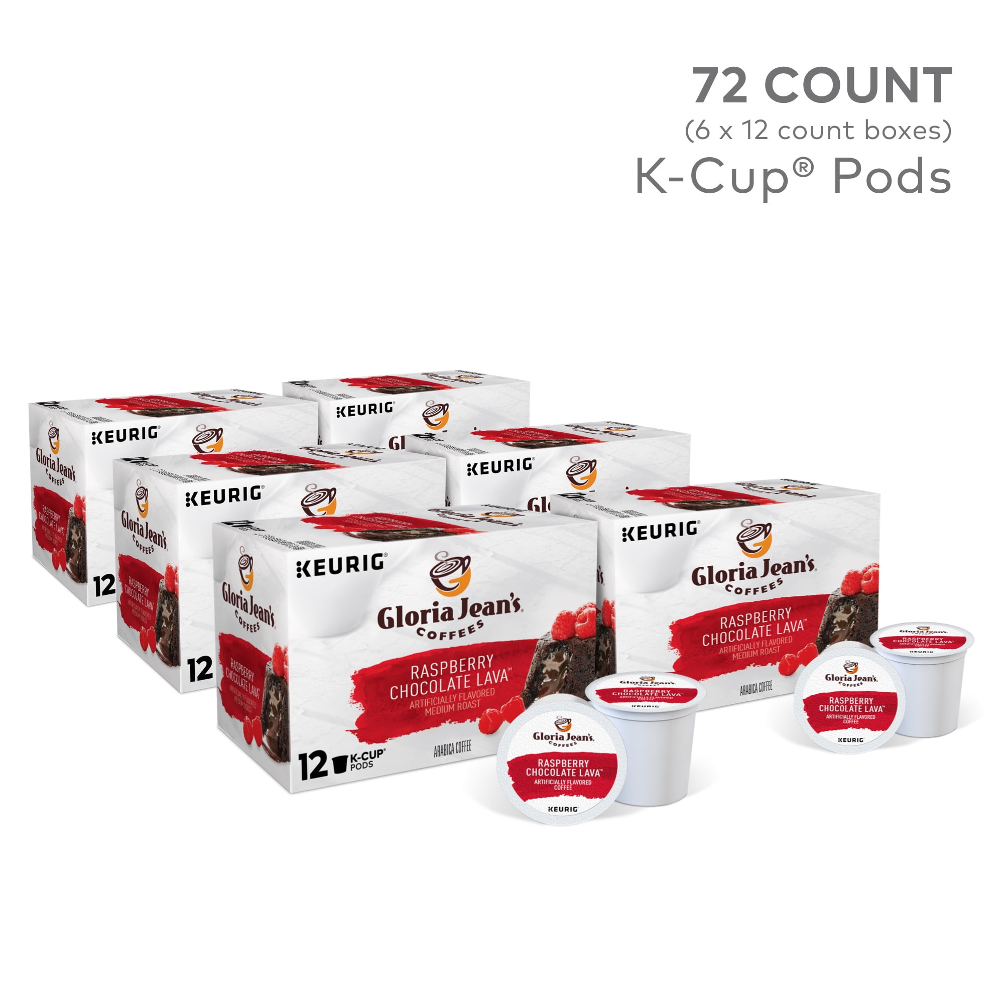 Gloria Jean's Raspberry Chocolate Lava Keurig SingleServe KCup Pods, Medium Roast Coffee, 72