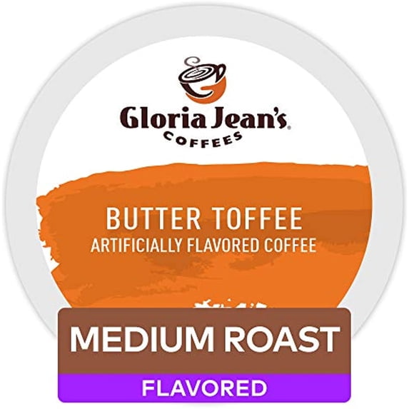 Gloria Jeans Coffees Butter Toffee, Single-Serve Keurig K-Cup Pods, Flavored Medium Roast Coffee, 48 Count