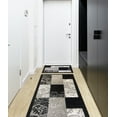 thumbnail image 1 of Gloria- Kitchen Rug Non-Skid Runner Kitchen Mats for Floor Non-Slip Hallway Runners with Rubber Backing Entryway Hallway Floor Mat Low Profile Door Mat (2' x 7') Gray Black Squares, 1 of 8