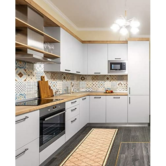 Gloria Kitchen Rug Runner Non-Skid Runner Kitchen Mat for floor Non-Slip Rug for Kitchen Floor with Rubber Backing Entryway Hallway Floor Mat (2' x 10')