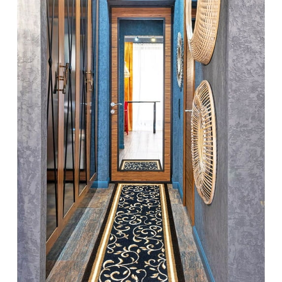 Gloria Kitchen Rug Runner Set 2 Piece Non-Slip Kitchen Mat Runner Doormat Non-Skid Rubber Back Carpet, 20"X30" & 20"X59"