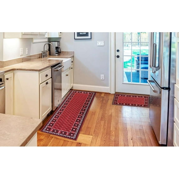 Gloria Kitchen Rug Runner Set 2 Piece Non-Slip Kitchen Mat Runner Doormat Non-Skid Rubber Back Carpet, 20"X30" & 20"X59"