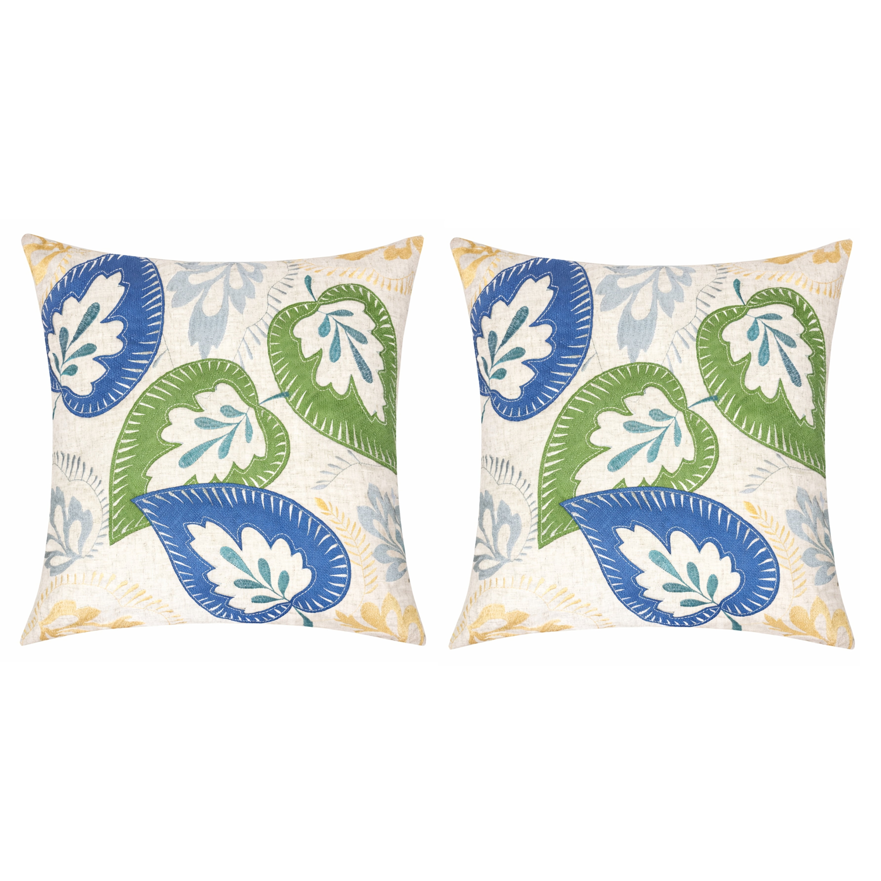Gloria Natural Graphic Polyester 20 in. x 20 in. Throw Pillow (Set of 2)