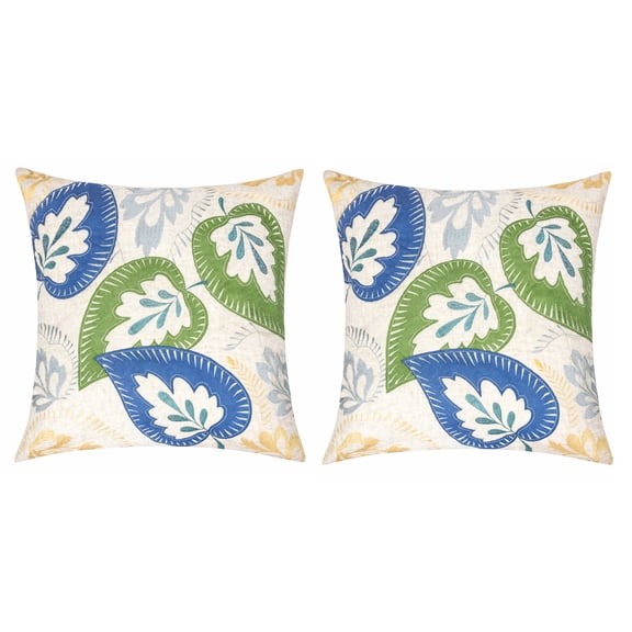 Gloria Natural Graphic Polyester 20 in. x 20 in. Throw Pillow (Set of 2)