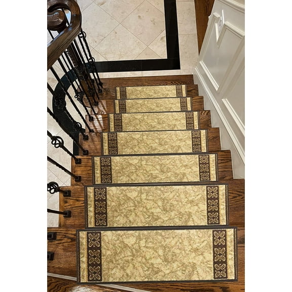 Gloria Non Slip Stair Carpet Polypropylene Rubber Back Staircase & Floor Stair Treads 9" x 26"(7 Pack)