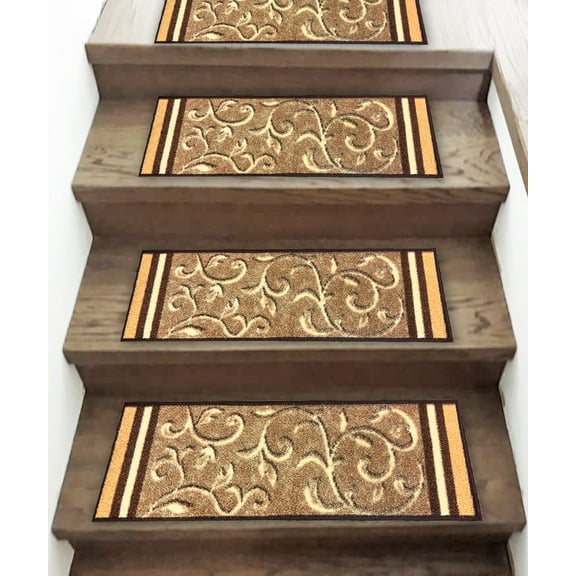 Gloria Non Slip Stair Carpet Polypropylene Rubber Back Staircase & Floor Stair Treads 9" x 26"(7 Pack)