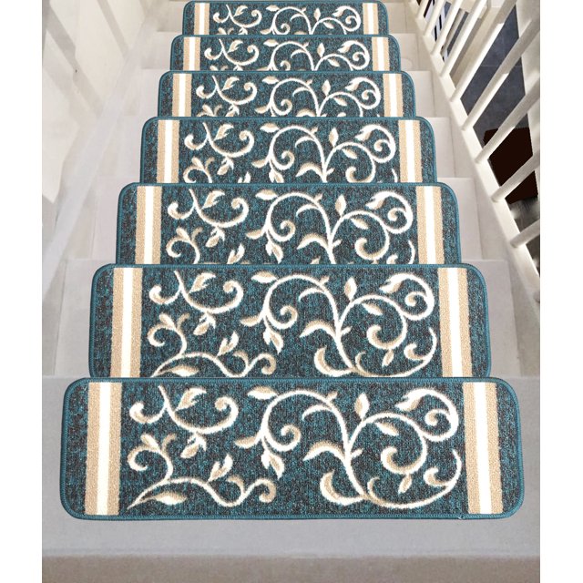 Gloria Non slip Floral Design Animal Friendly Anti Skid Rubber Back Stain Resistant Stair Rug