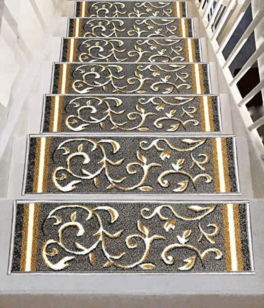 Gloria Non Slip Indoor Staircase Step Rug, Machine Washable, Stain ...