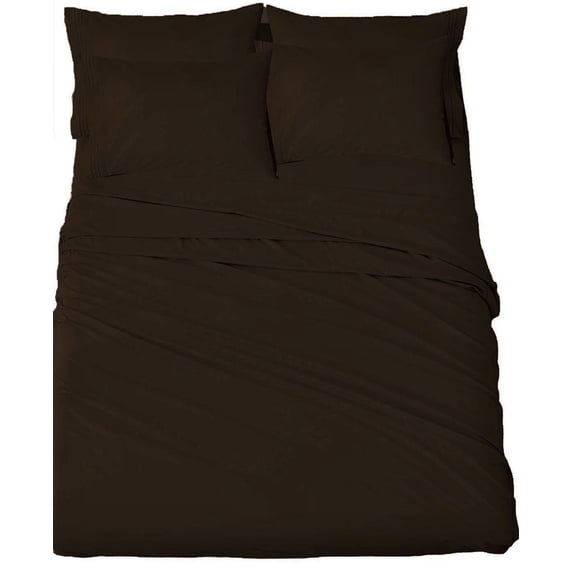 Gloria Solid Bed Sheet Sets, King, Brown, 4-Pieces