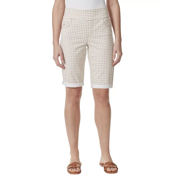 Gloria Vanderbilt Amanda Bermuda Short 18W Vintage White/Gingham Check