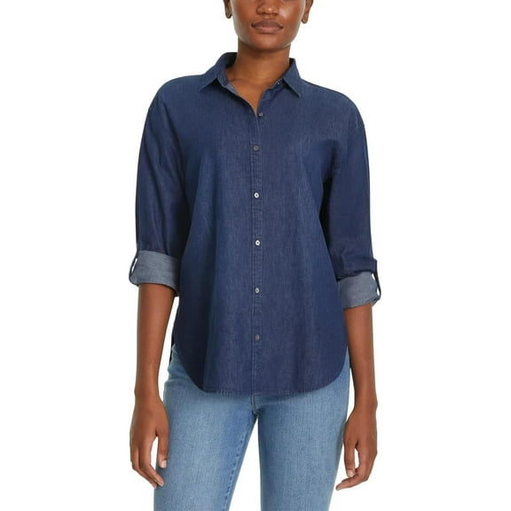 Gloria Vanderbilt Amanda Women Shirts, Lightweight Long Sleeve Womens Tops, Work Shirt, Date Outfits, Blue XS