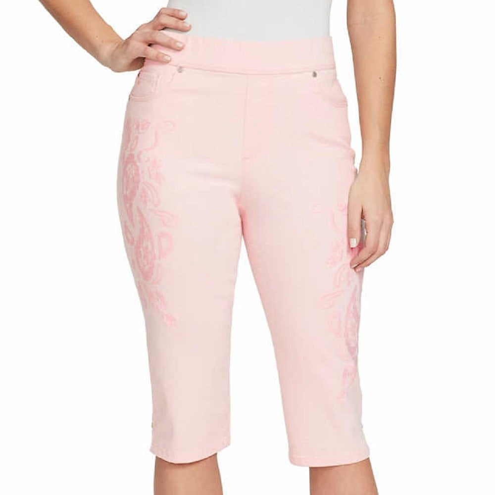 Gloria Vanderbilt Women Avery MidRise Modern fit Embroiderd PullOn Skimmer Pants 8 White Walmart