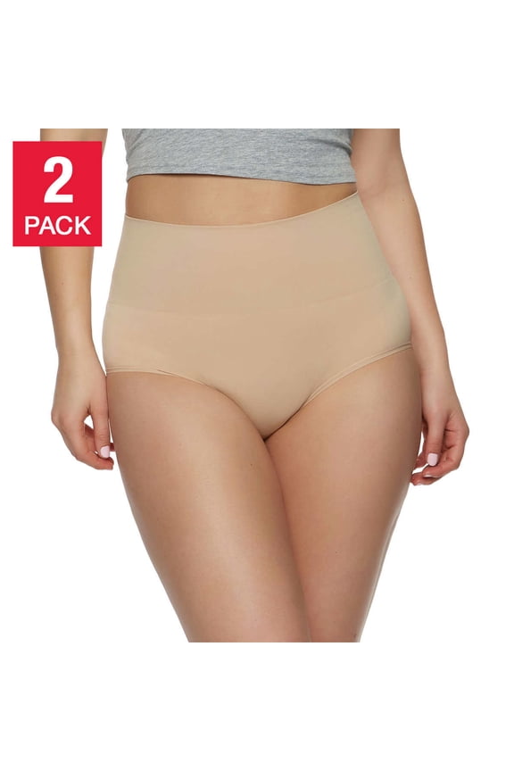 Ladies' Seamless Shaping Brief, 2-pack, Tan Small - NEW SEALED