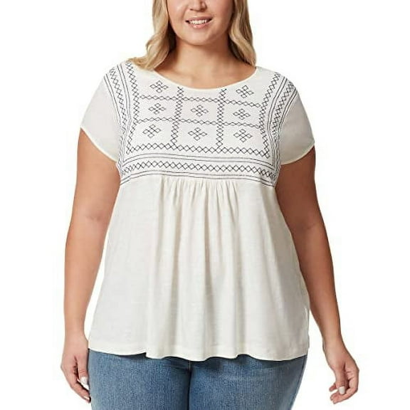 Gloria Vanderbilt Ladies' Size Small Embroidered Tee Shirt, White (Jet Stream)