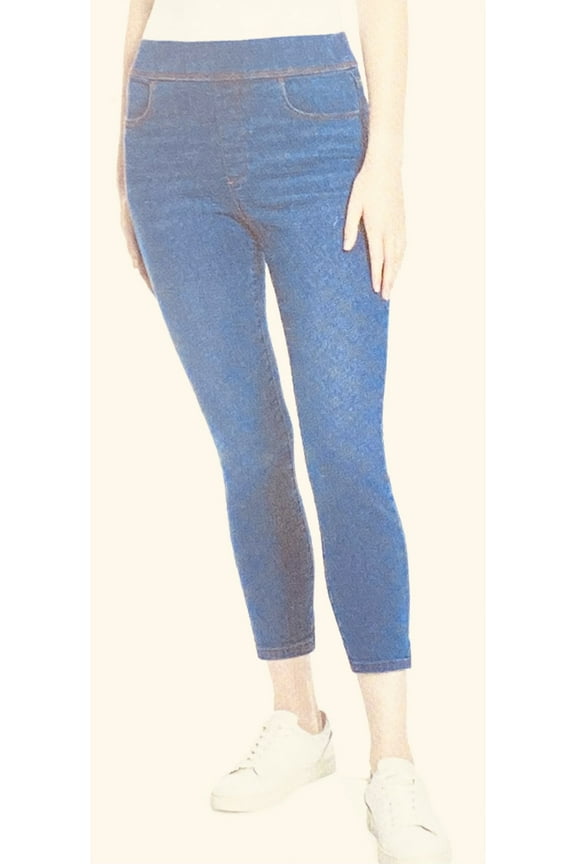 Ladies' Slim Fit Mid Rise Pull On Pants, Blue 4/26