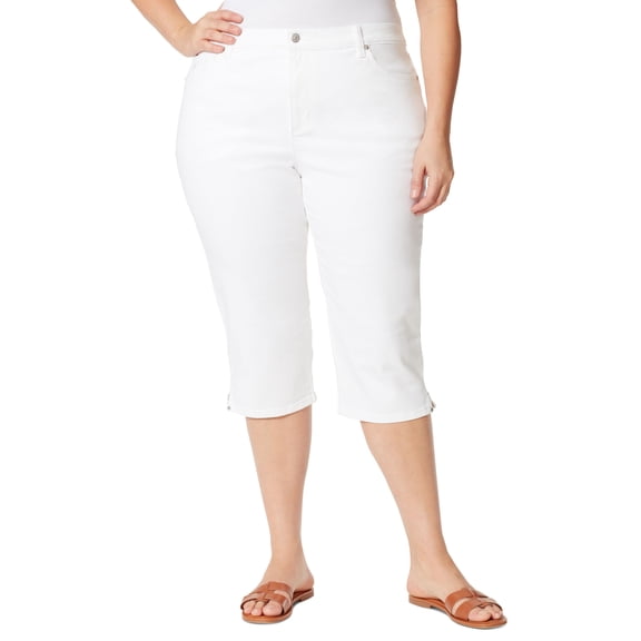 Gloria Vanderbilt Plus Size Amanda Capri Pants Vintage White 22W