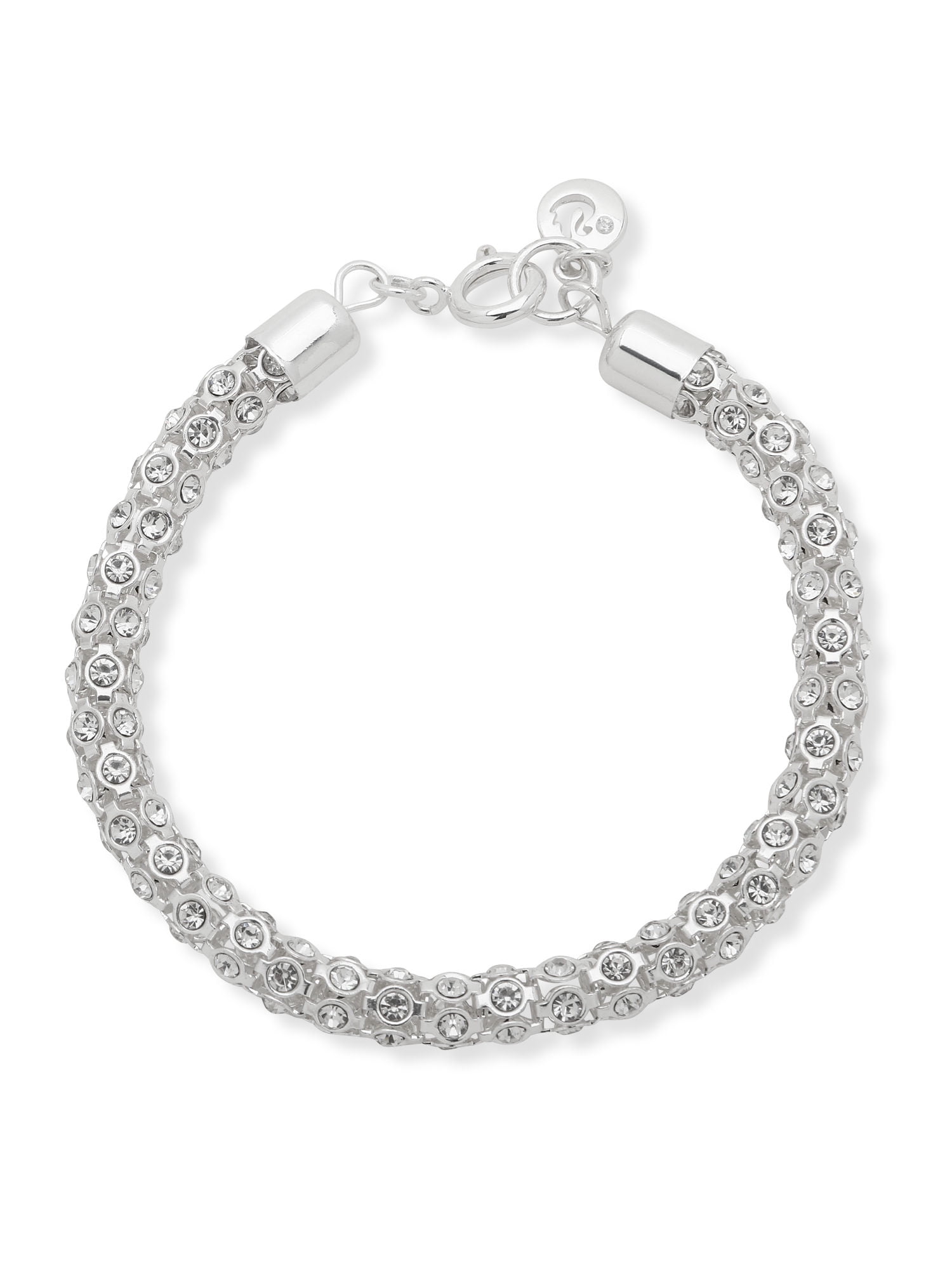 Gloria Vanderbilt Silver Tone Crystal Mesh Chain Line Bracelet