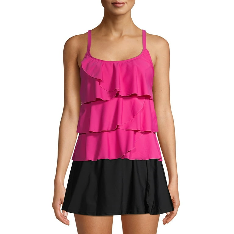 Gloria Vanderbilt Solid Triple Tier Tankini Swimsuit Top Walmart