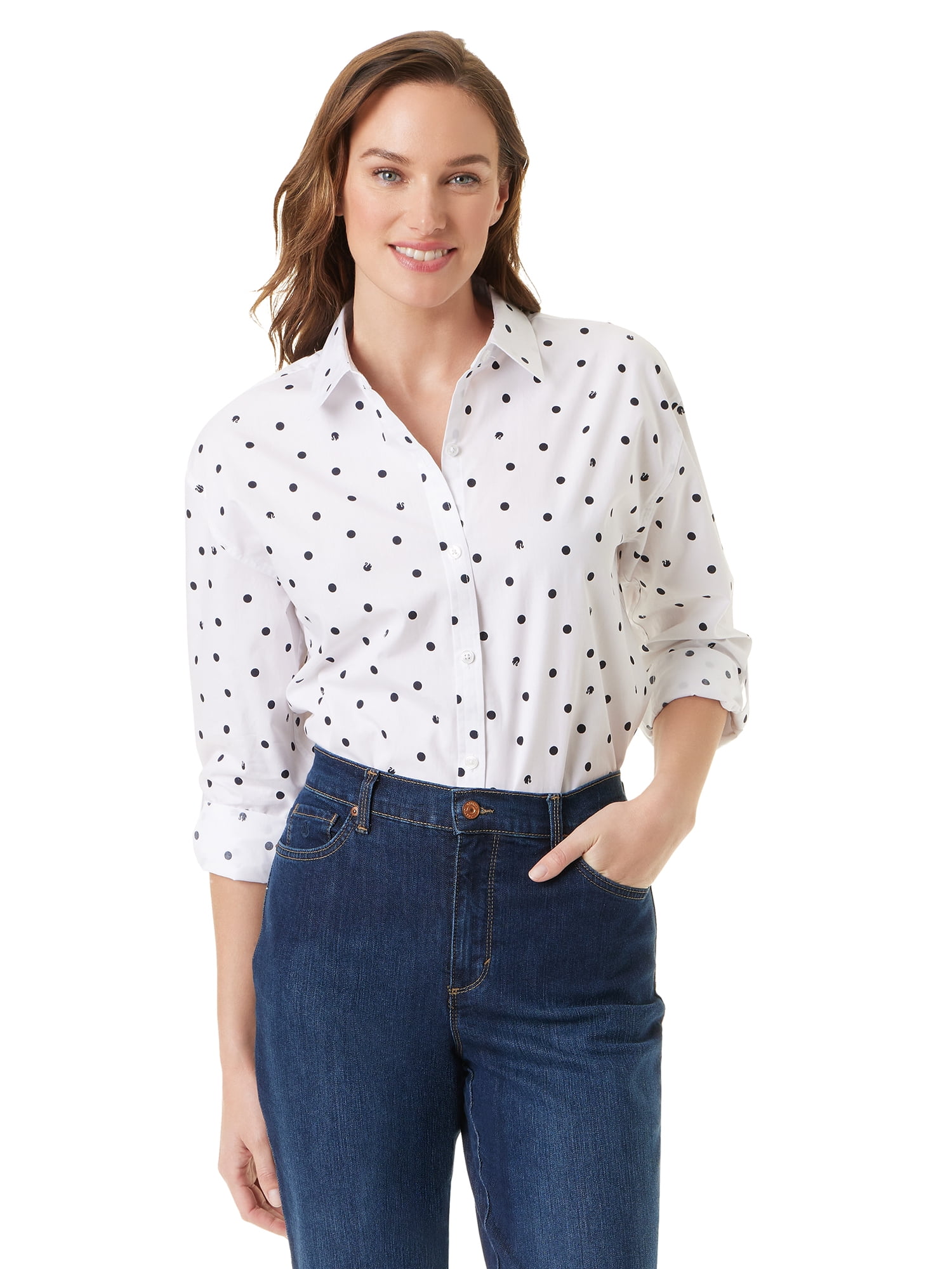 Gloria Vanderbilt Women's Amanda Oversized Cotton Button Shirt, S-XXXL ...