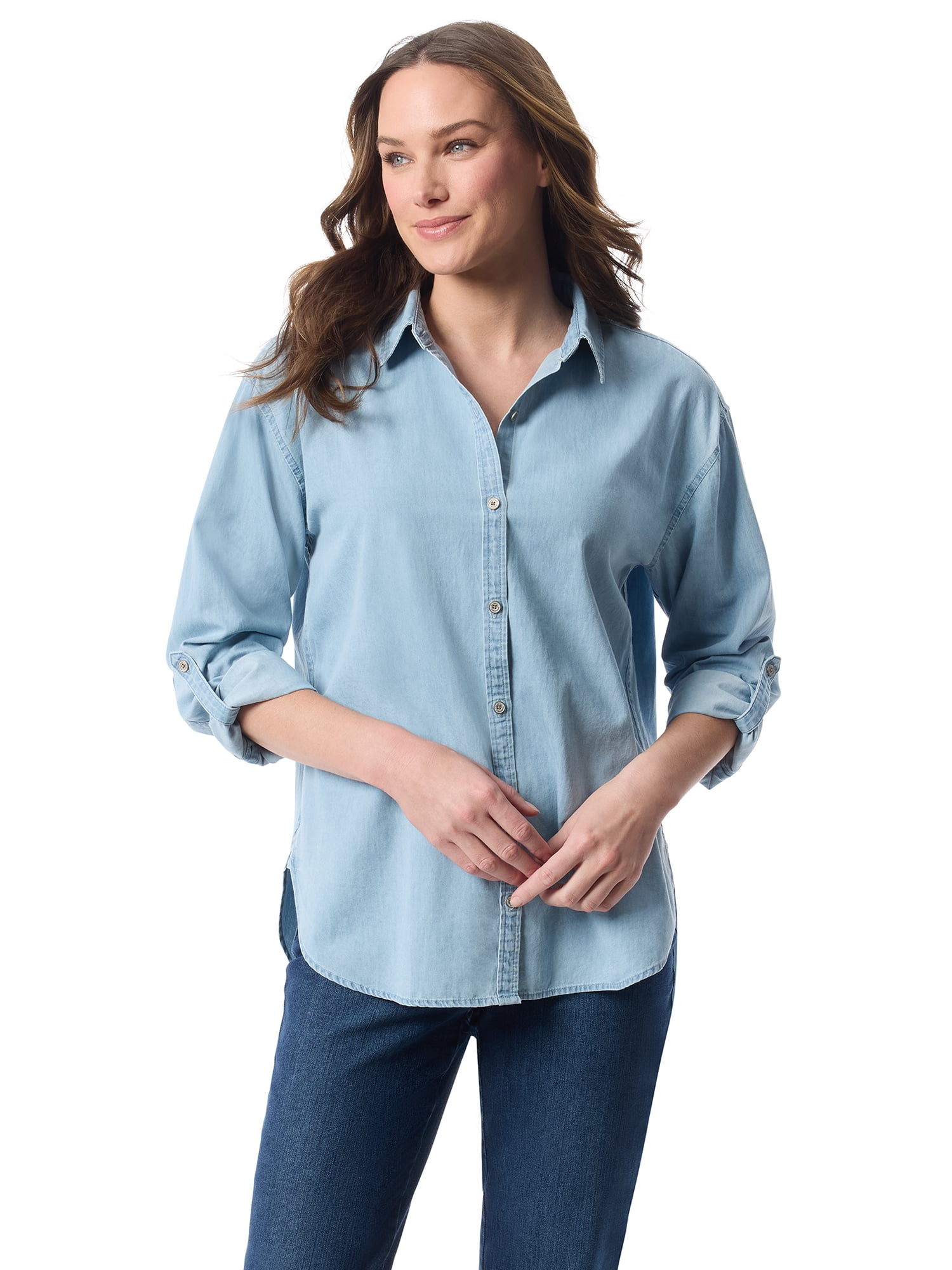 Gloria Vanderbilt Swan Series Women's Amanda Oversized Shirt, Sizes S ...