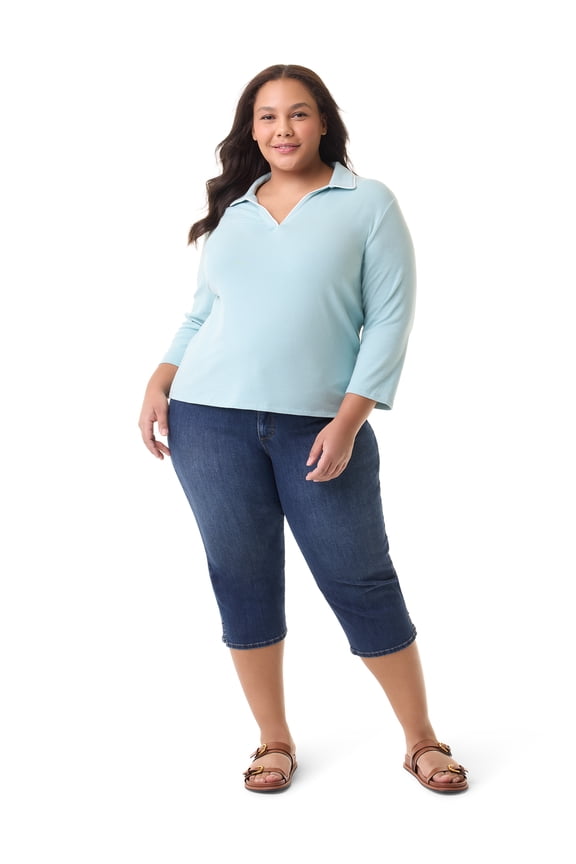 Swan Series Women's Plus Amanda 5 Pocket Capri with Slit, Sizes 16W-24W