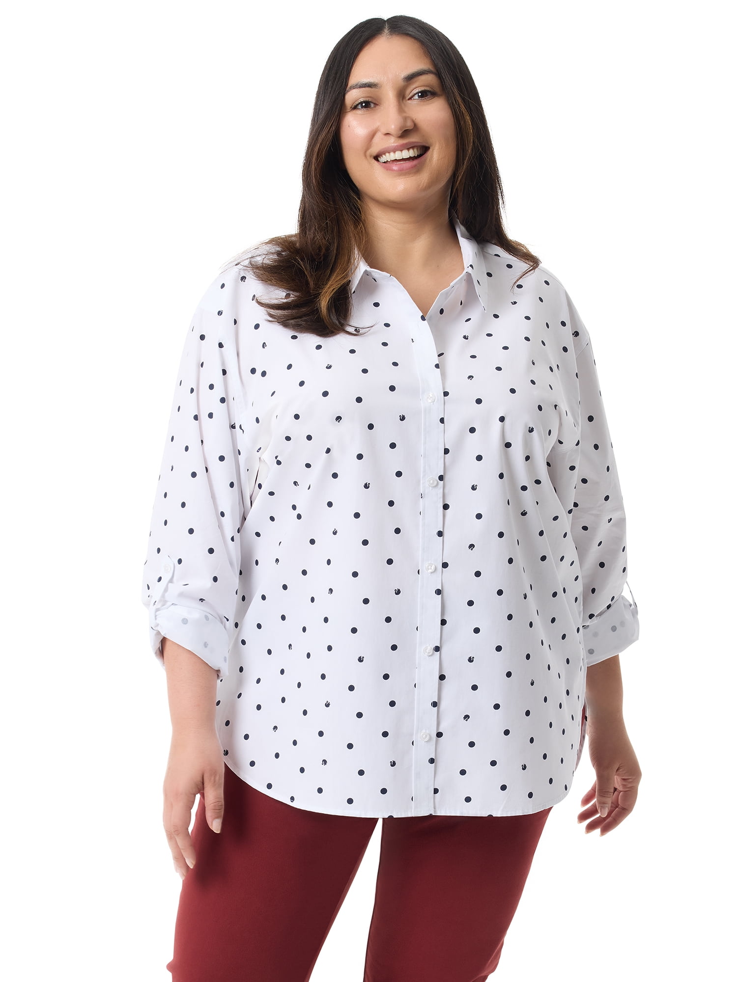 Gloria Vanderbilt Swan Series Women's Plus Amanda Oversized Shirt ...