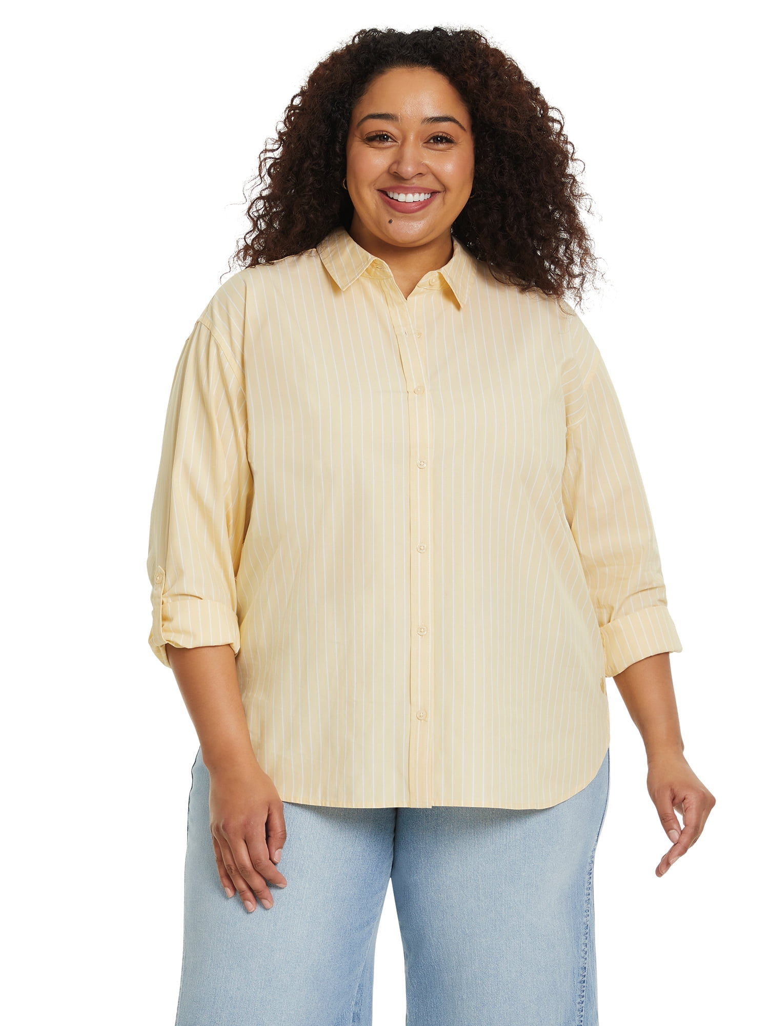 Gloria Vanderbilt Swan Series Women's Plus Amanda Oversized Shirt, Sizes 0X-4X