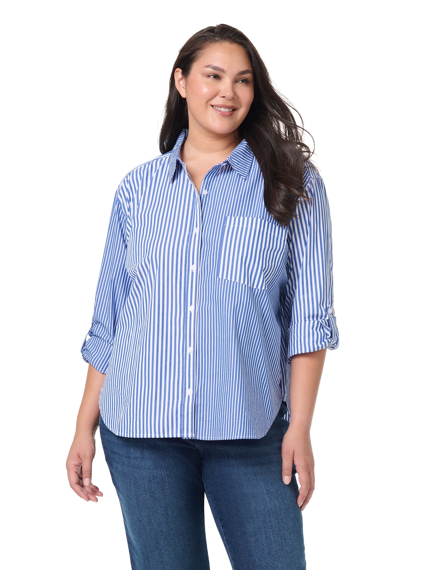 Gloria Vanderbilt Swan Series Women's Plus Amanda Oversized Shirt, Sizes 0X-4X