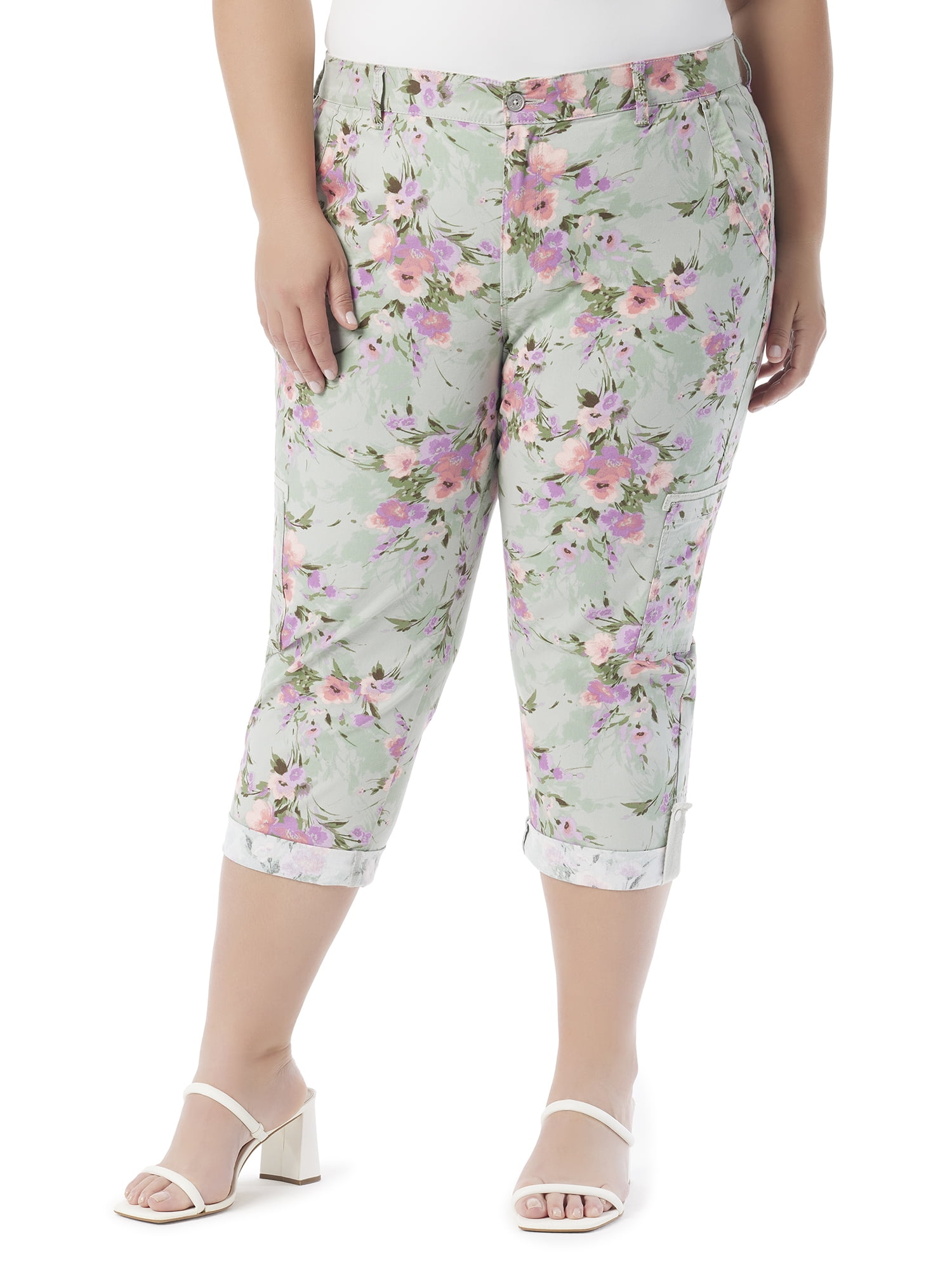 Gloria Vanderbilt Swan Series Women's Plus Cargo Capri with Rolled Hem ...