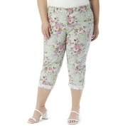 Gloria Vanderbilt Swan Series Women's Plus Cargo Capri with Rolled Hem, Sizes 16-24