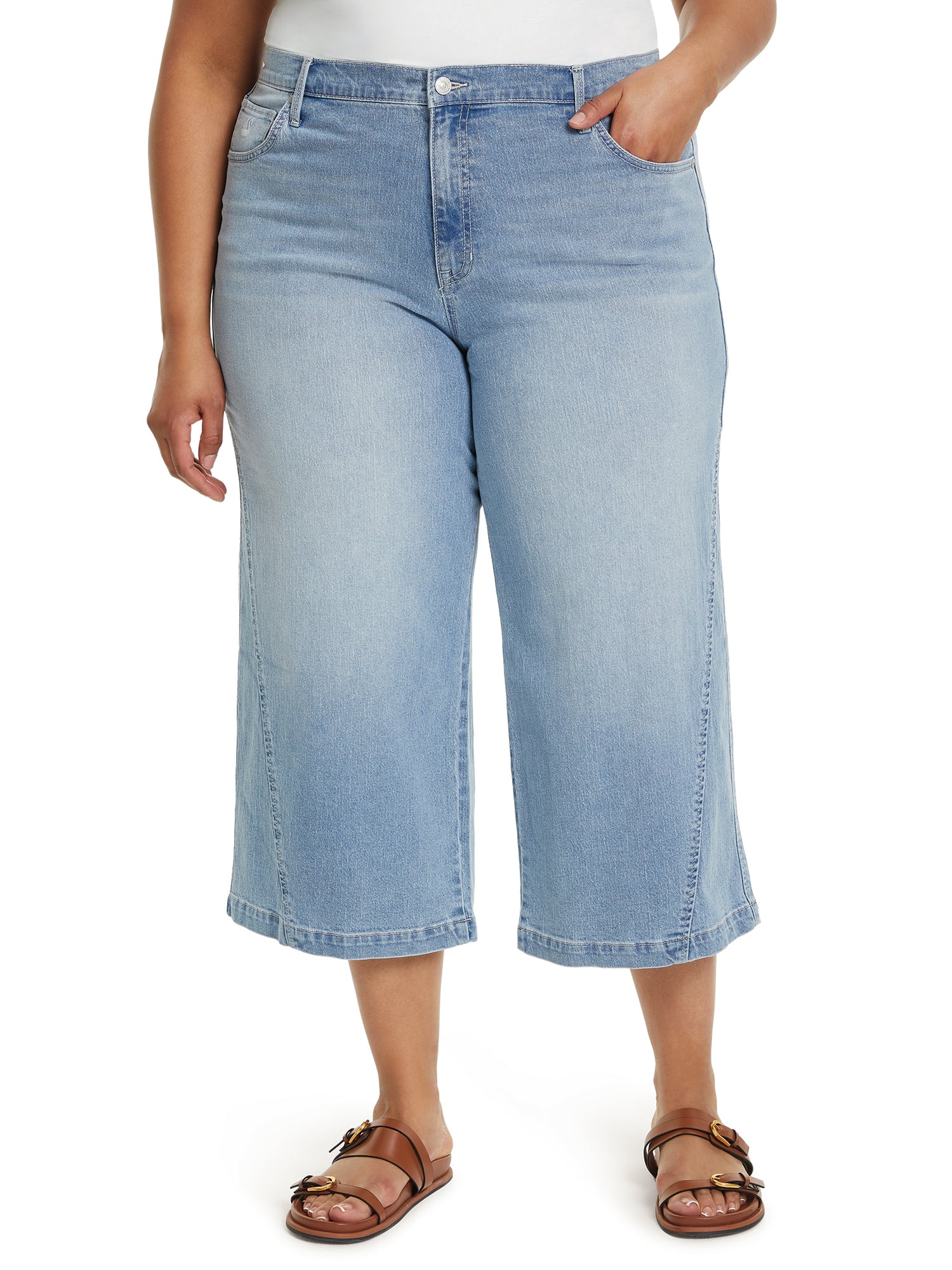 Gloria Vanderbilt Swan Series Women's Plus High Rise Wide Leg Crop Jeans, Sizes 16W-24W