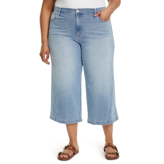 Gloria Vanderbilt Swan Series Women's Plus High Rise Wide Leg Crop Jeans, Sizes 16W-24W