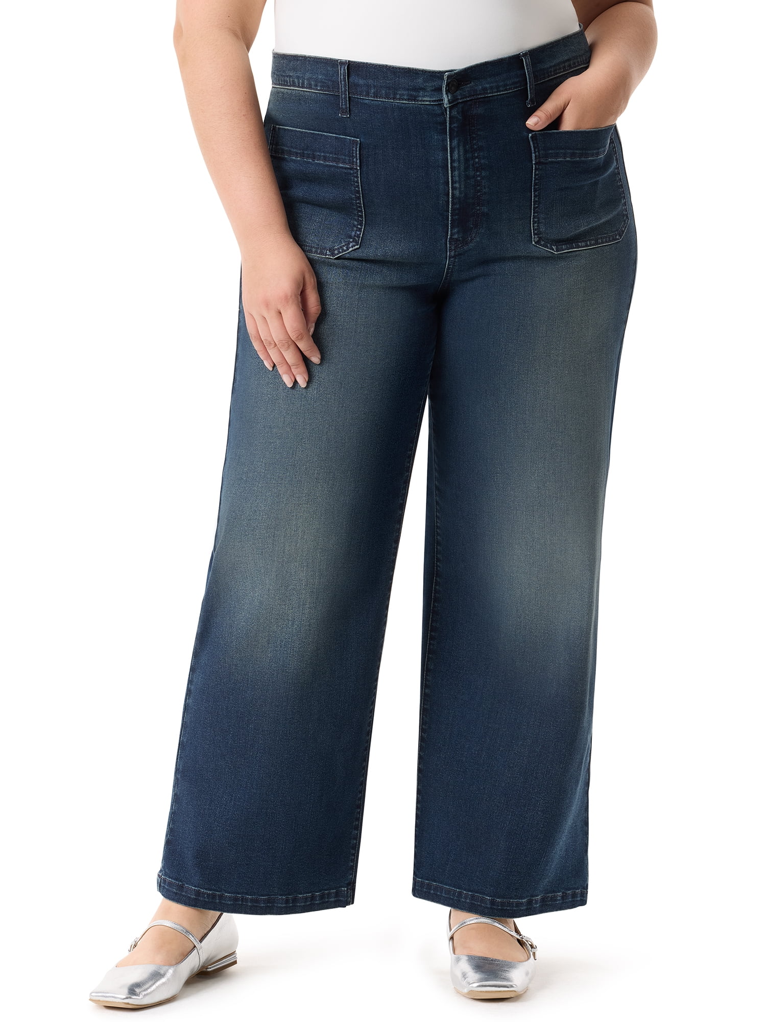 Gloria Vanderbilt Swan Series Women's Plus Patch Pocket Wide Leg Jeans ...