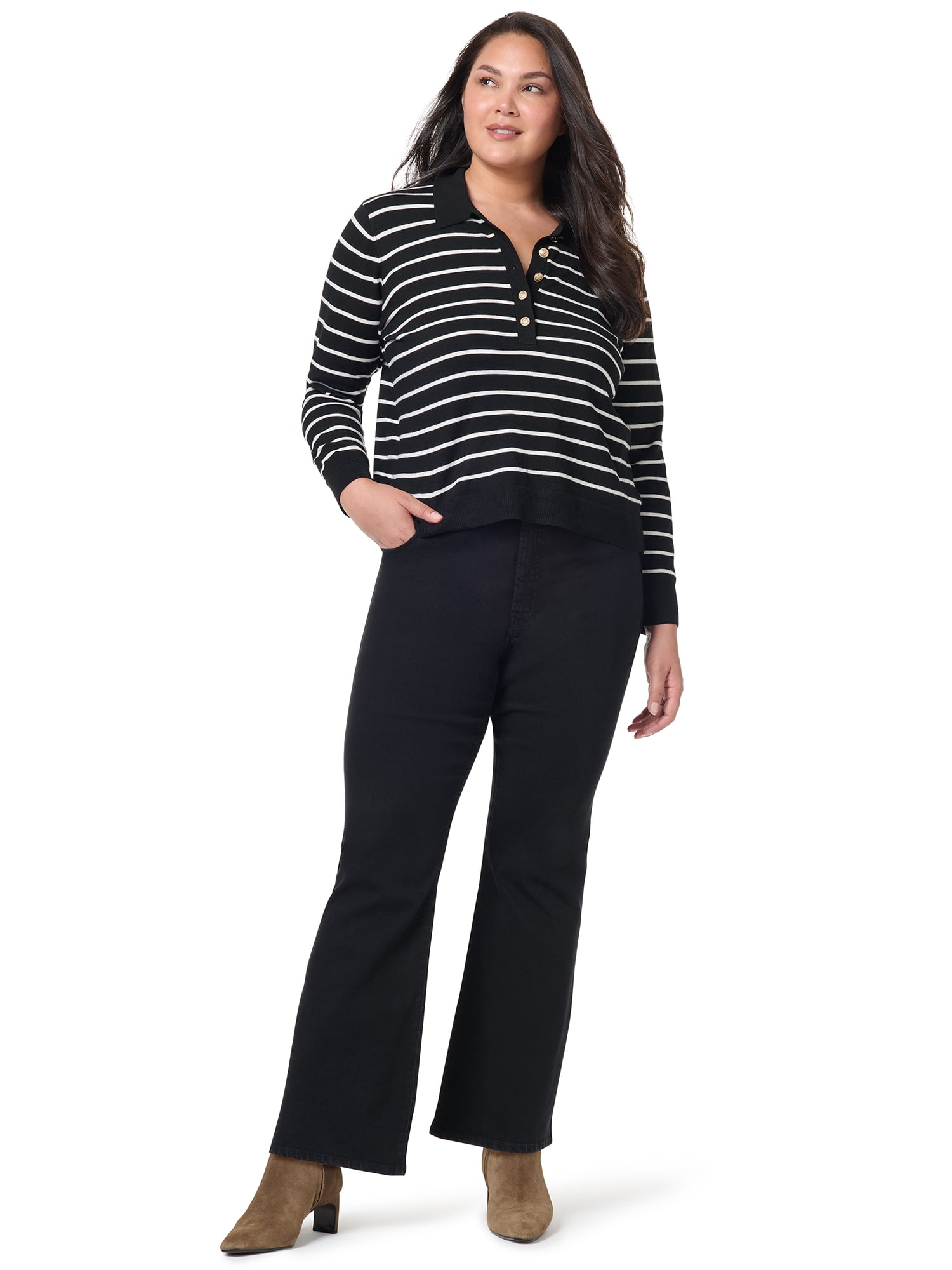 Gloria Vanderbilt Swan Series Women's Plus Polo Sweater, Sizes 0X-4X