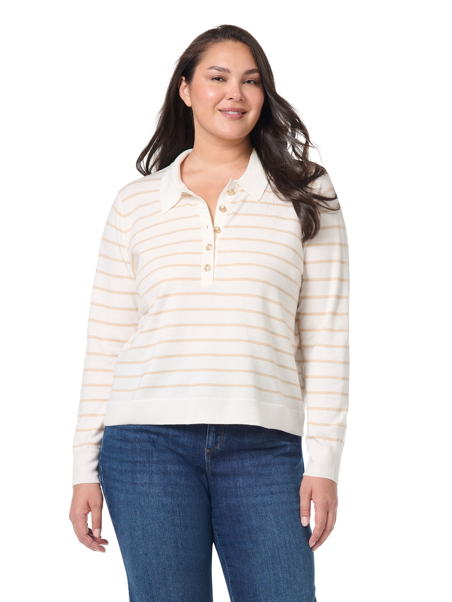 Gloria Vanderbilt Swan Series Women's Plus Polo Sweater, Sizes 0X-4X
