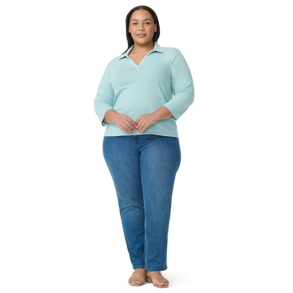 Gloria Vanderbilt Swan Series Women's Plus Popover Knit Top, Sizes 0X-4X