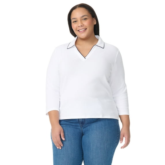Gloria Vanderbilt Swan Series Women's Plus Popover Knit Top, Sizes 0X-4X