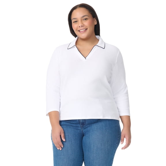 Gloria Vanderbilt Swan Series Women's Plus Popover Knit Top, Sizes 0X-4X