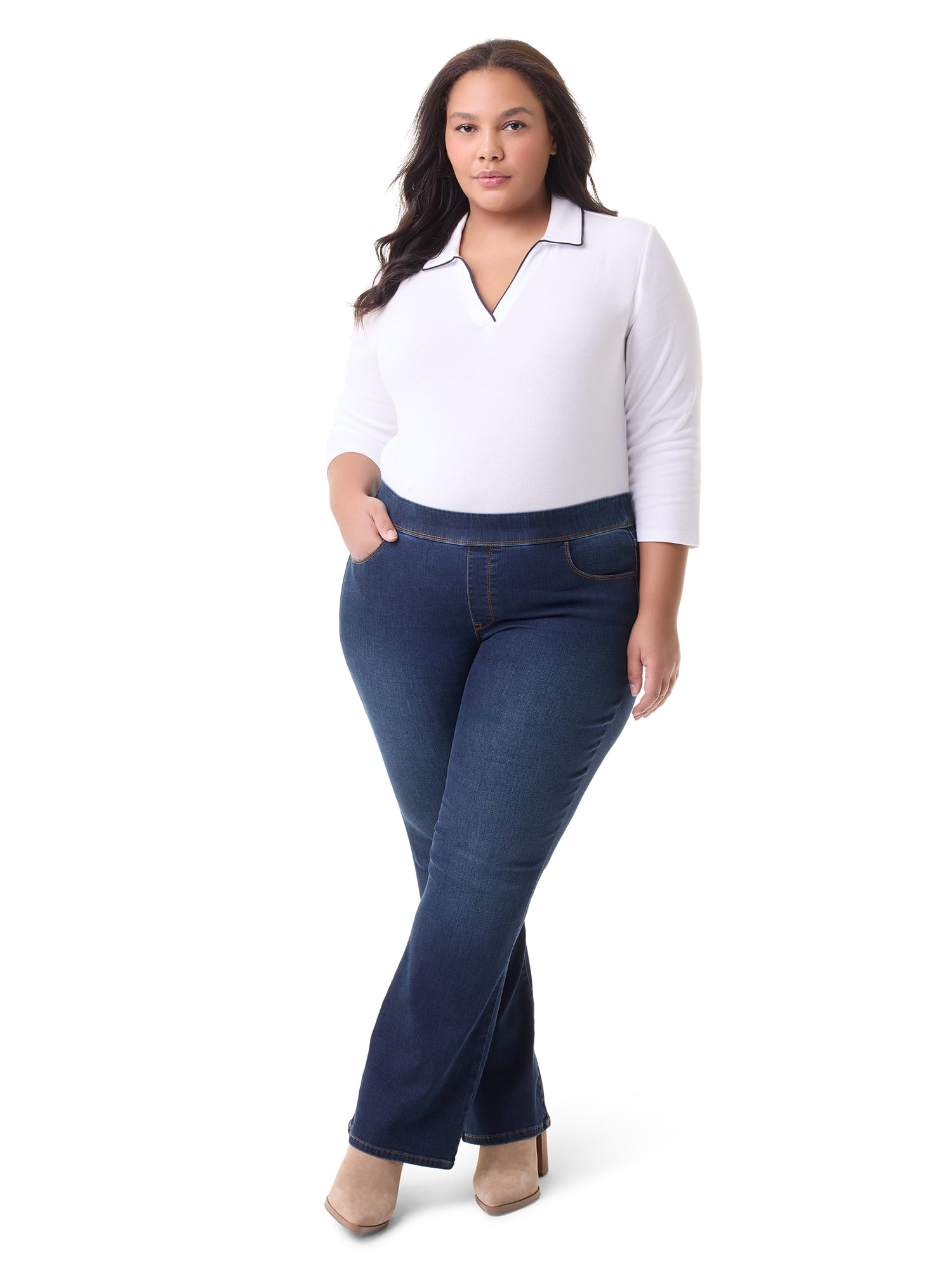 Gloria Vanderbilt Swan Series Women's Plus Pull On Bootcut Jeans, Sizes ...