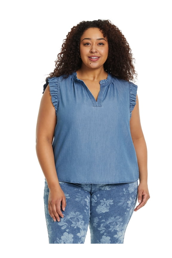 Swan Series Women's Plus Ruffle Sleeve Top, Sizes 0X-4X