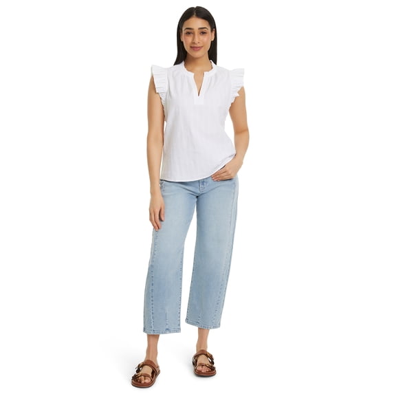 Gloria Vanderbilt Swan Series Women's Ruffle Sleeve Top, Sizes XS-XXL