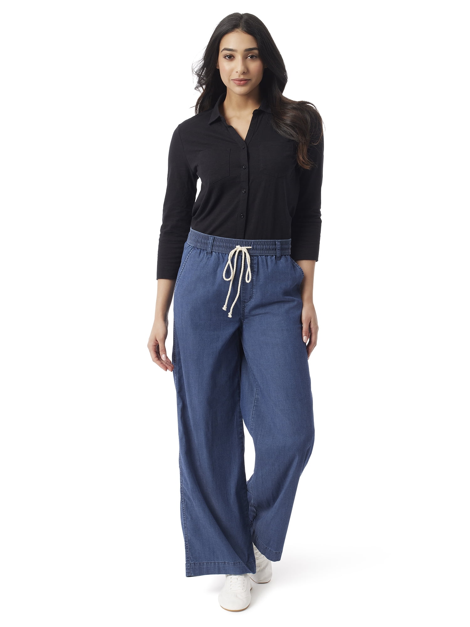 Gloria Vanderbilt Swan Series Women's Soft Drape Wide Leg Pull On Jeans 30" Inseam, Sizes 6-18