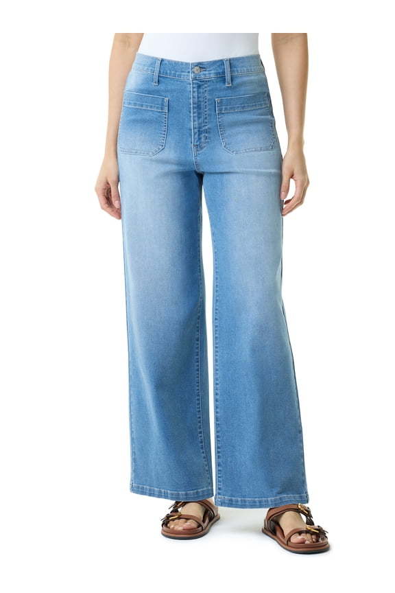 Swan Series Women's Wide Leg Patch Pocket Jeans, Sizes 2-18