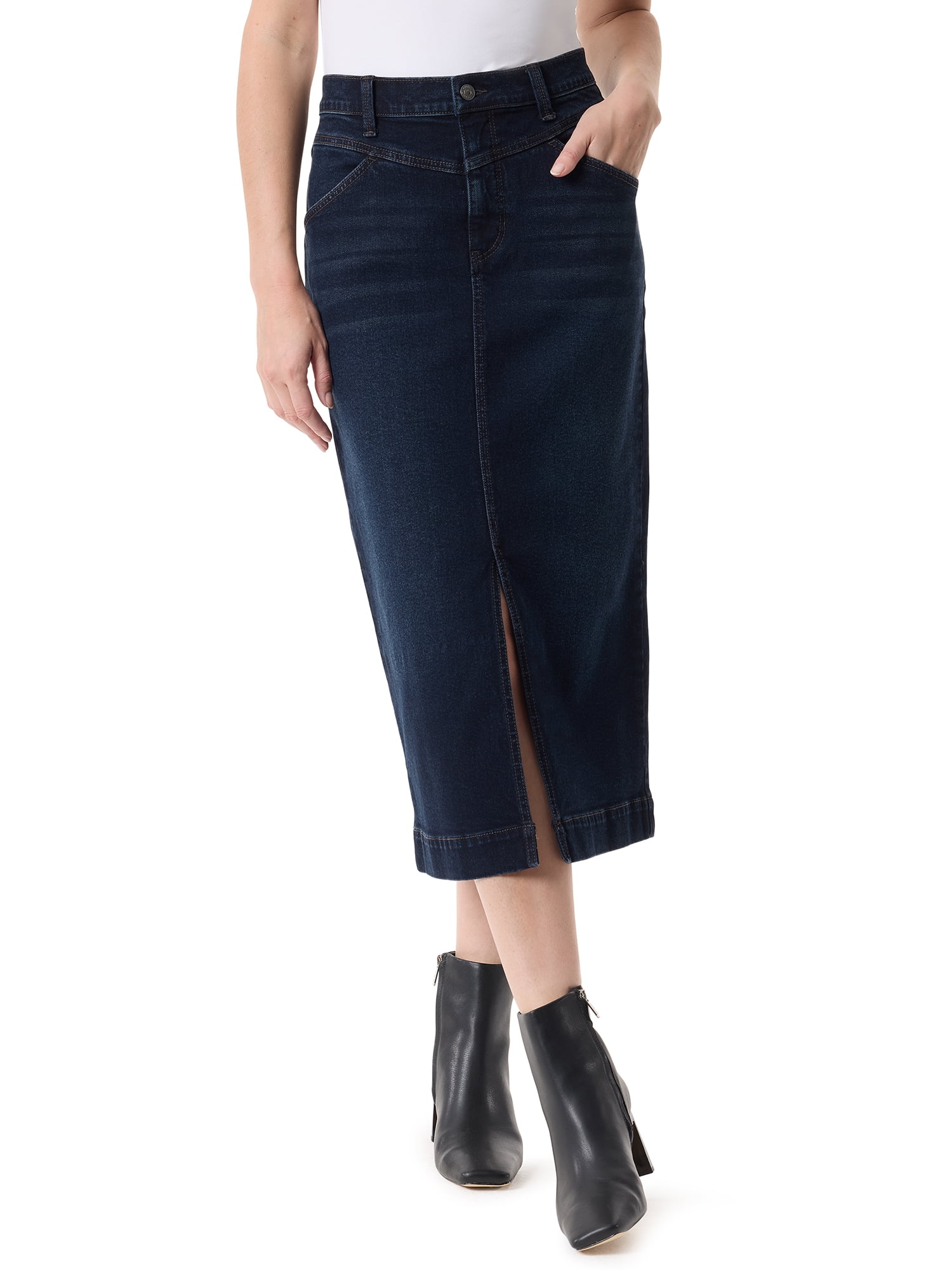 Gloria Vanderbilt Swan Series Yoke Midi Skirt, Sizes 6-18 - Walmart.com