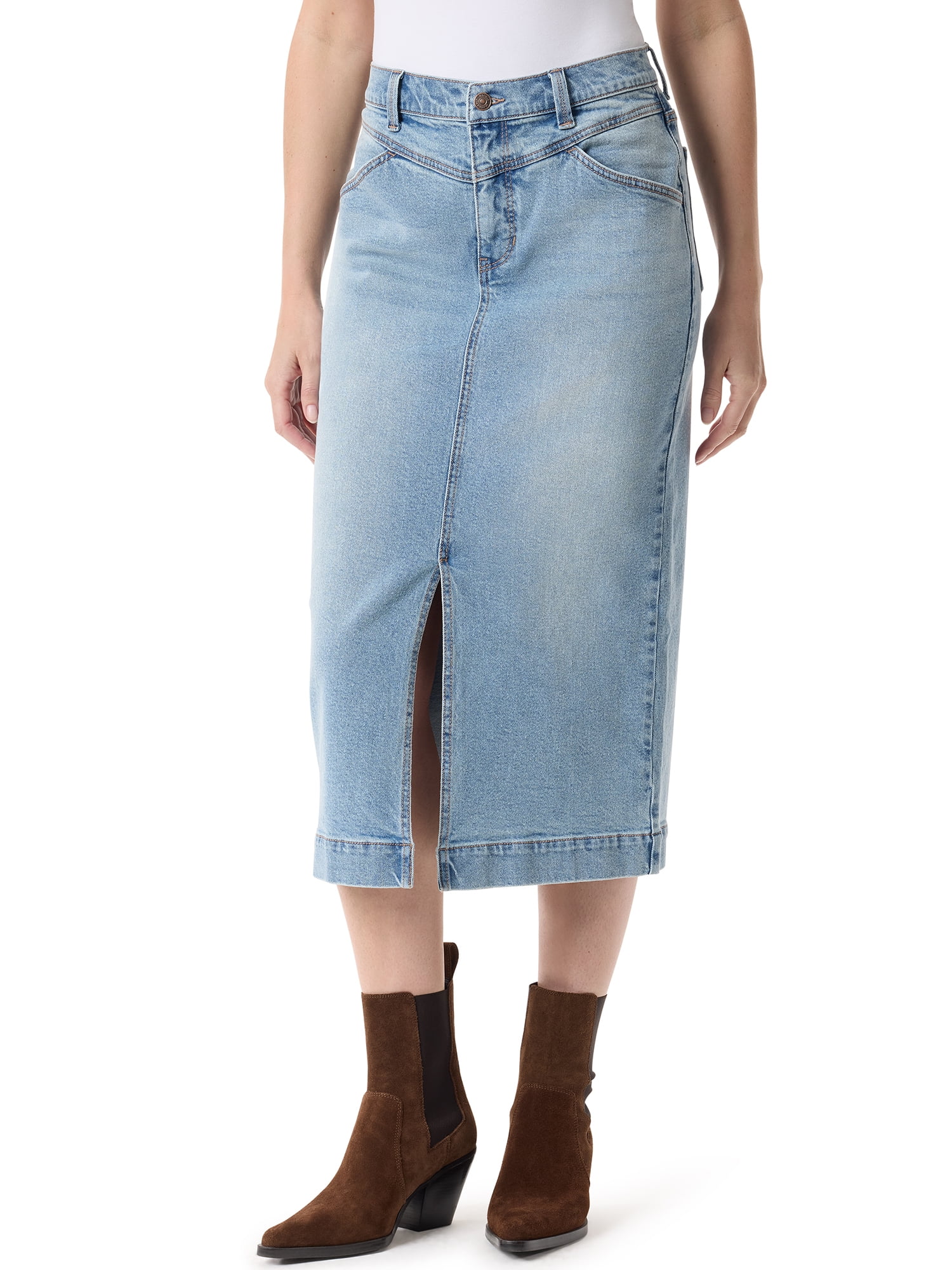 Gloria Vanderbilt Swan Series Yoke Midi Skirt, Sizes 6-18 - Walmart.com